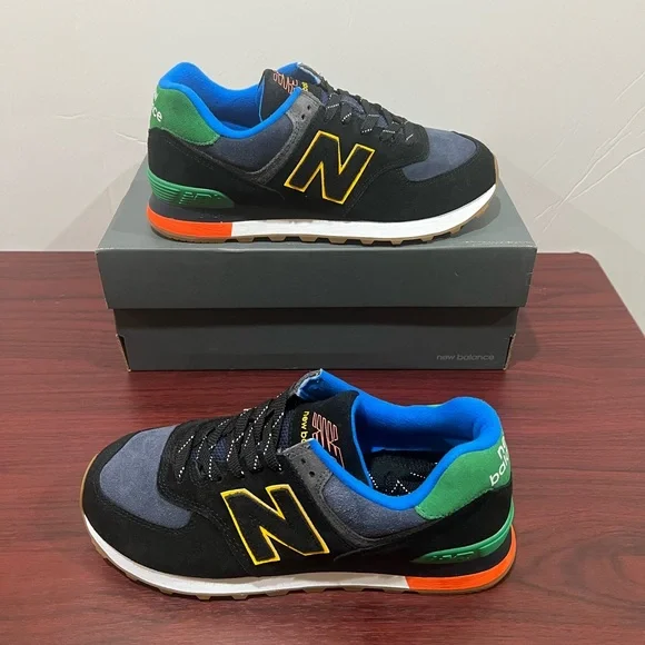 New Balance 574, ML574GF2, Black, Blue, Green, Yellow & Orange - Picture 11 of 13